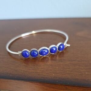 Elegant Lapis Lazlu Stone Silver Bracelet